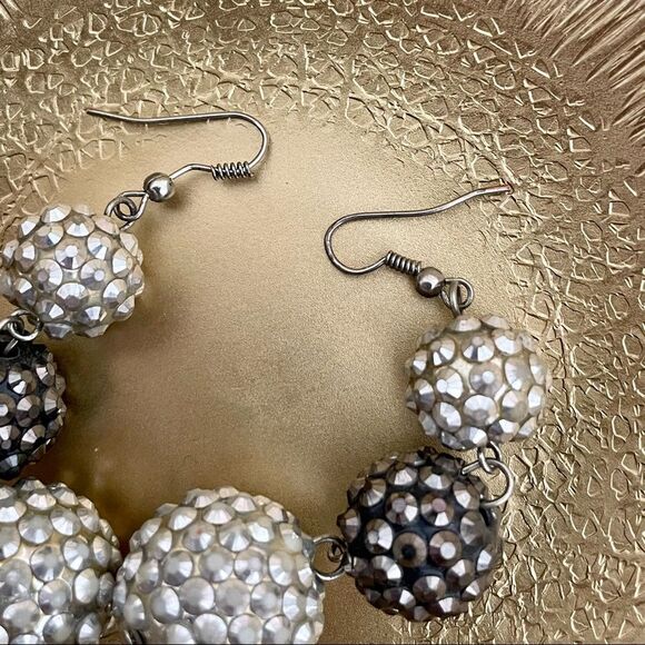 bling ball 3 tier drop earrings - Picture 7 of 11